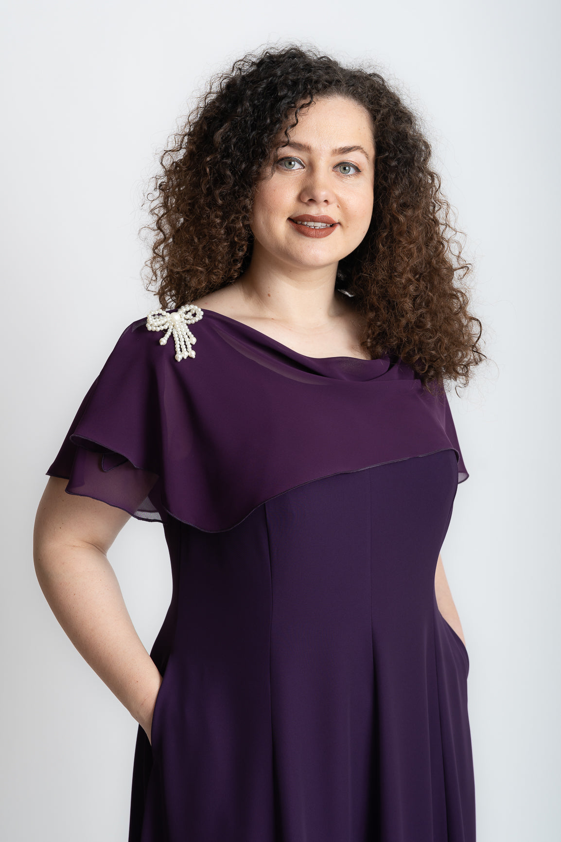 Rochie in clini cu buzunare, mov