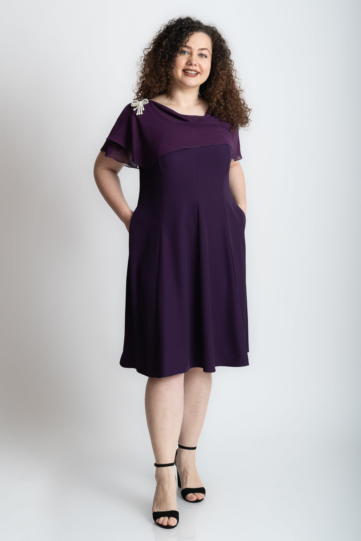 Rochie in clini cu buzunare, mov
