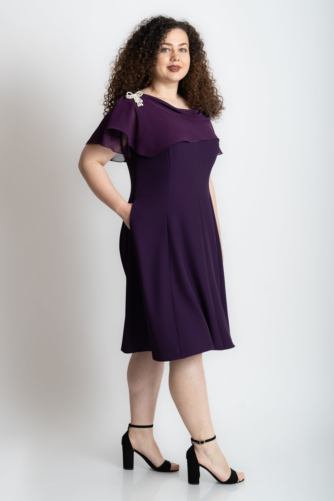 Rochie in clini cu buzunare, mov