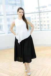 Fusta midi din in, neagra