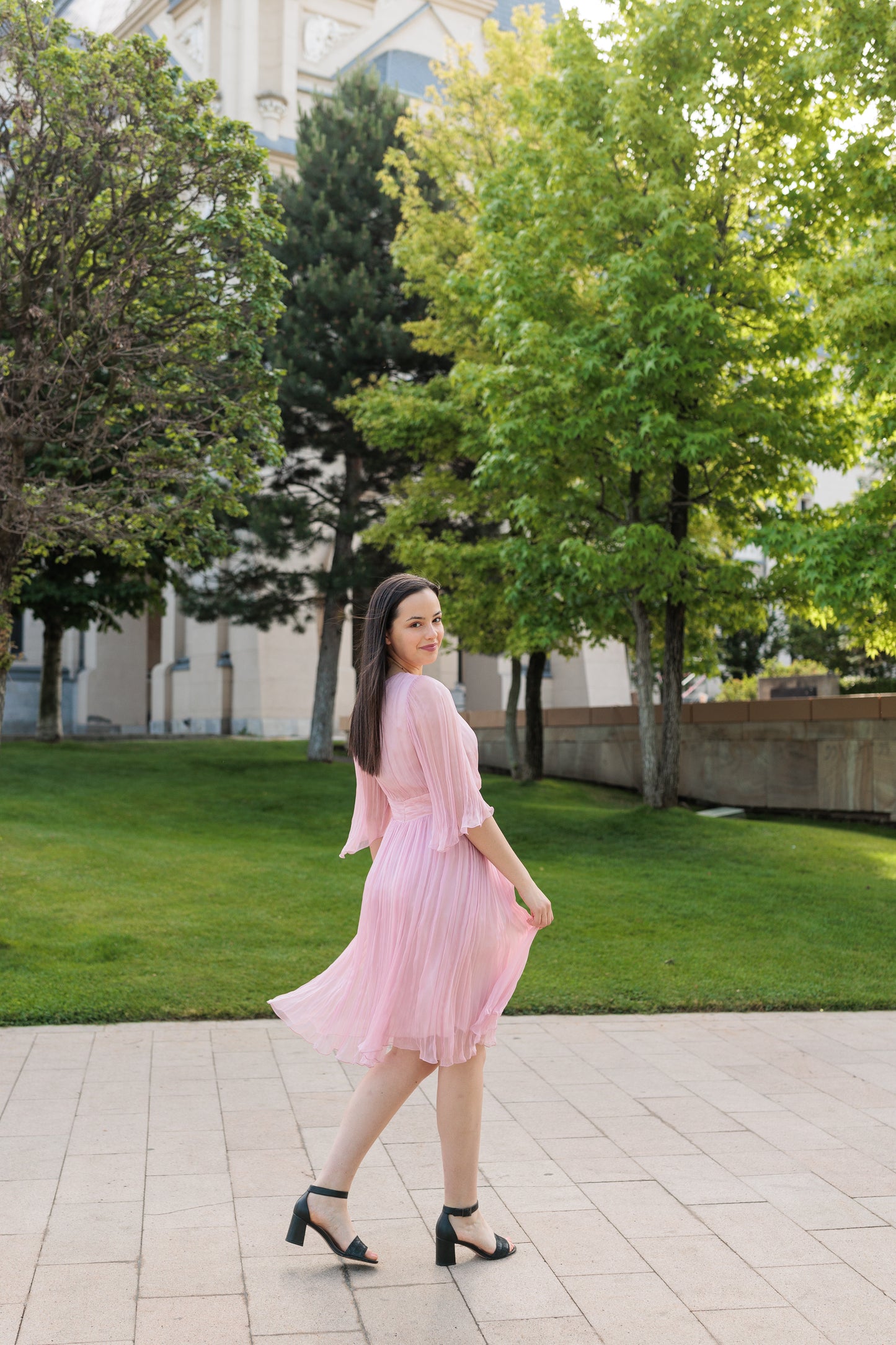 Rochie de nunta roz prafuit de matase