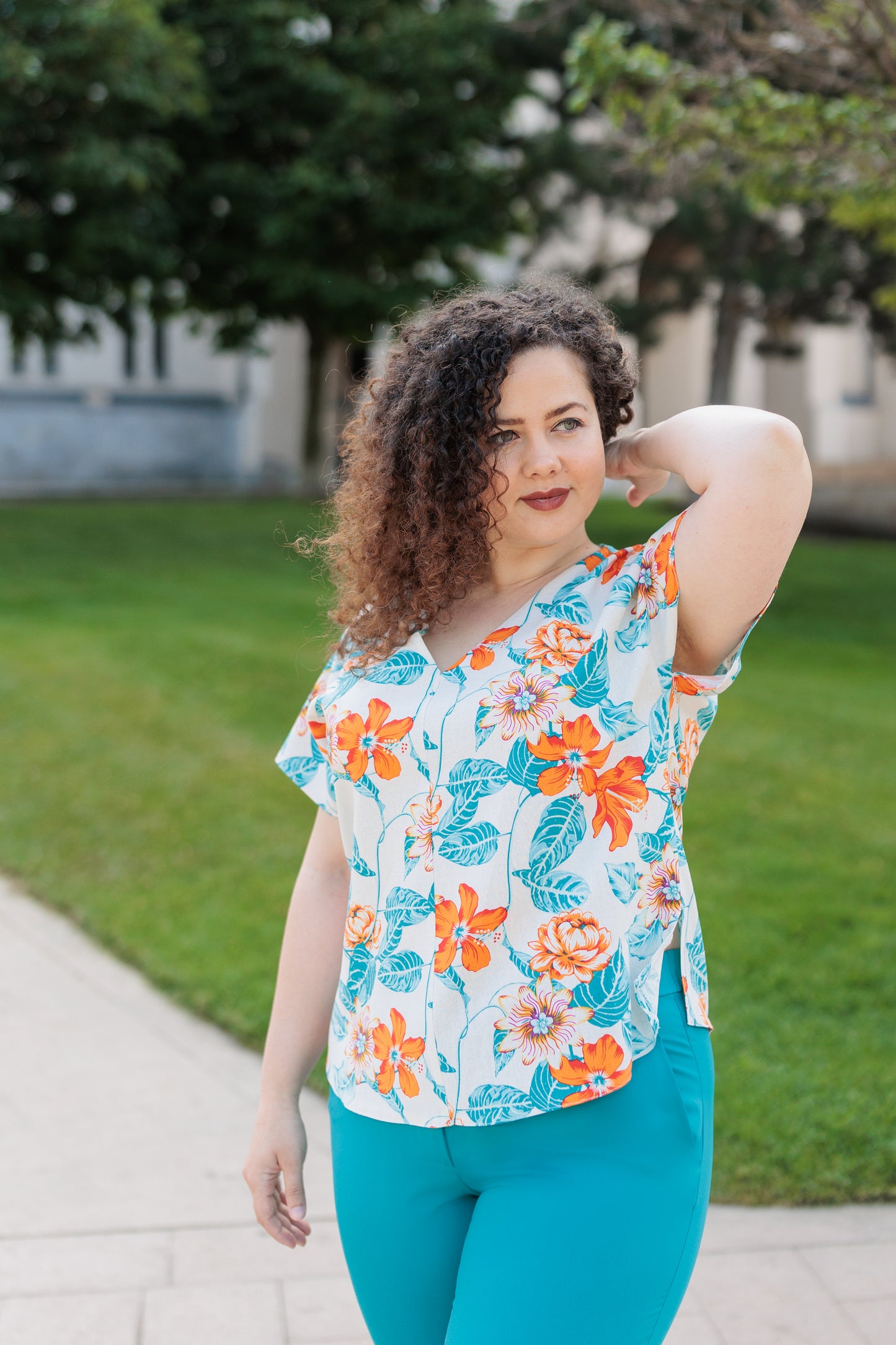 Bluza din in imprimata