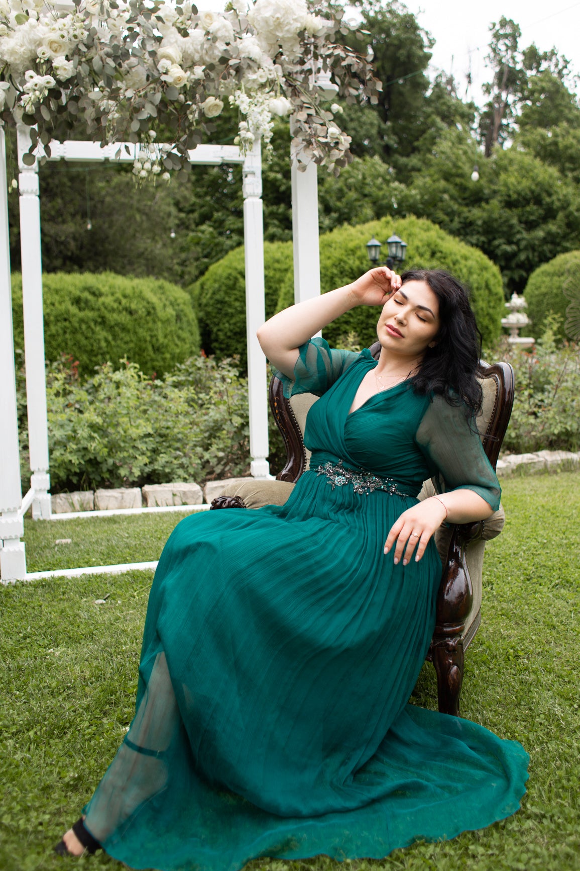 Rochie din matase lunga verde