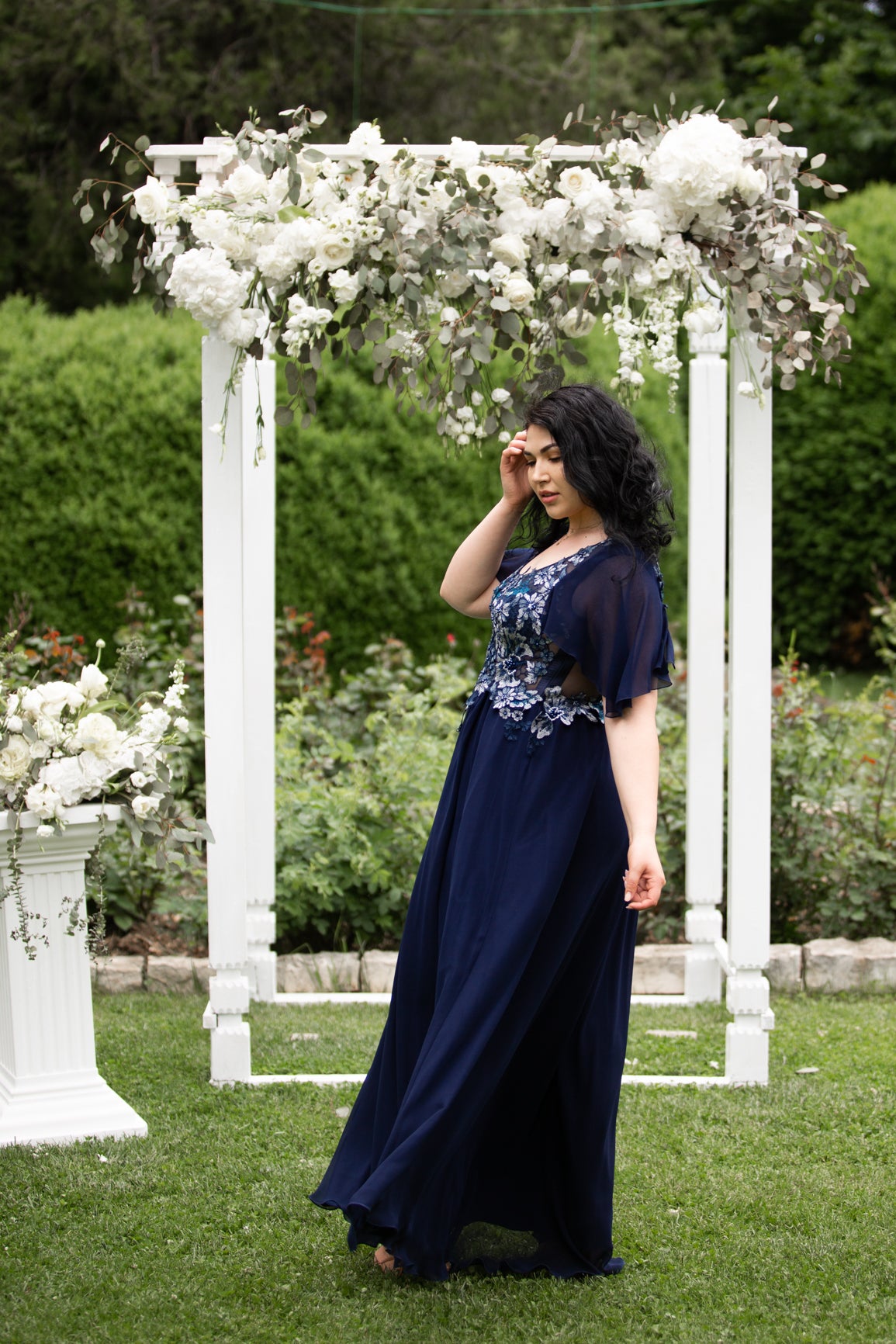 Rochie cusuta manual bleumarin