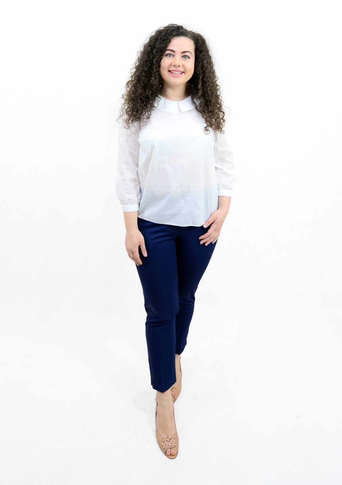 Bluza clasica din bumbac, alba