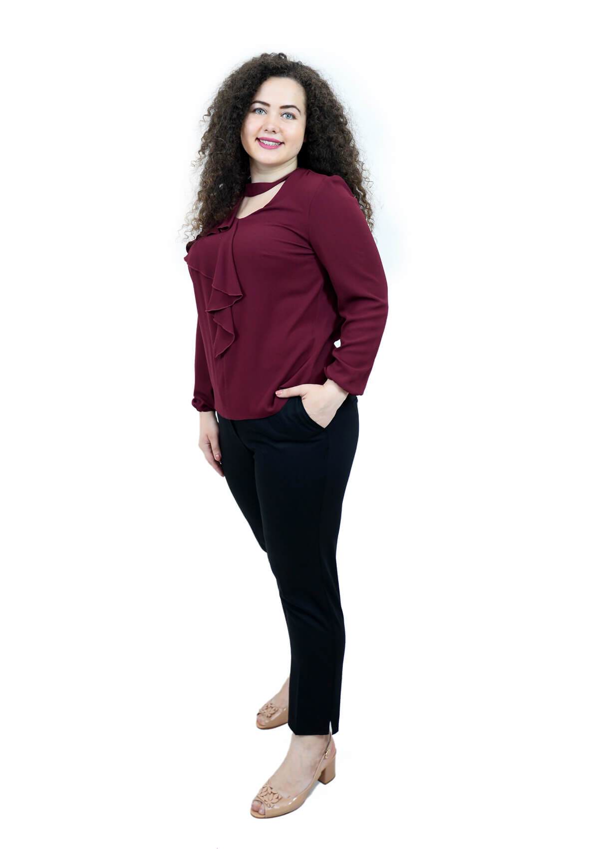 Bluza cu detaliu in fata, visinie Bluza B30006