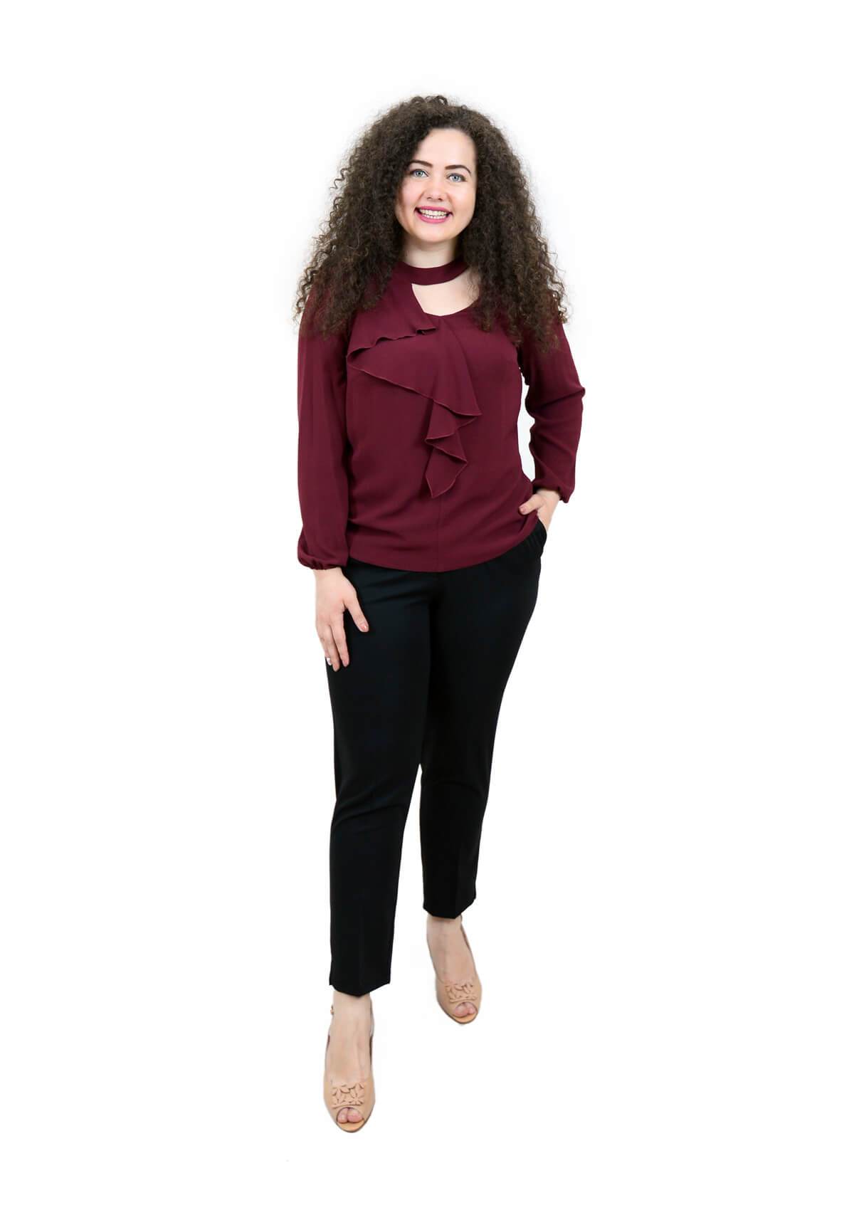 Bluza cu detaliu in fata, visinie Bluza B30006