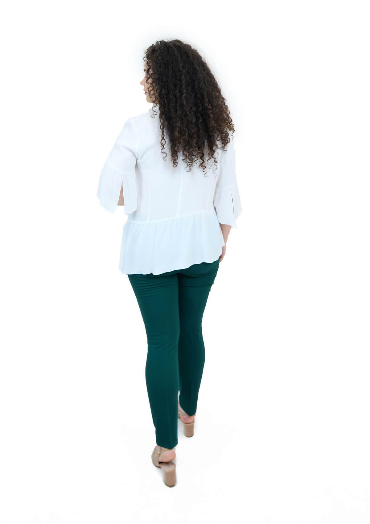 Bluza din viscoza cu dantela, alba Bluza B30018 #culori_alb