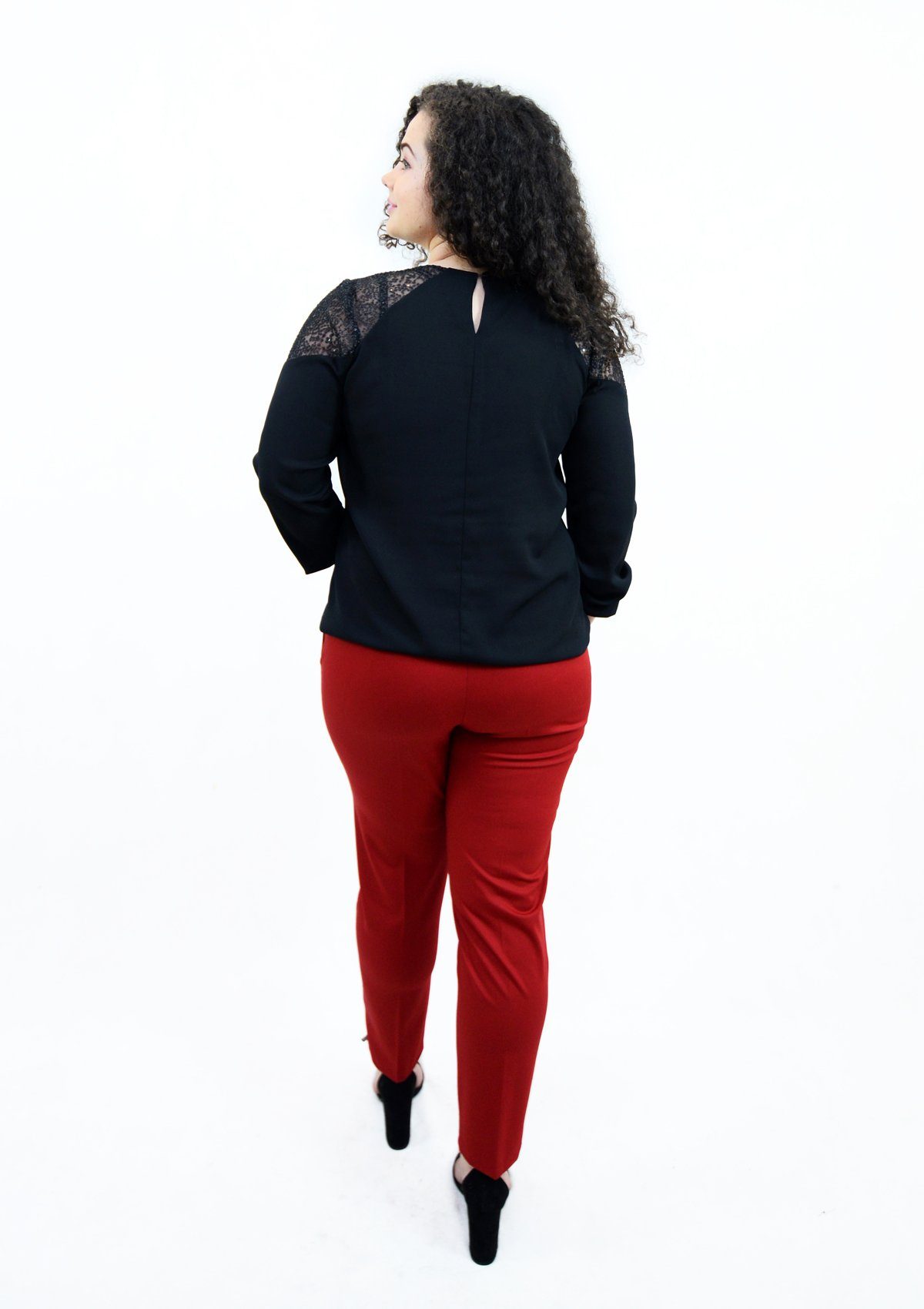 Bluza din voal cu detaliu pe umar, neagra