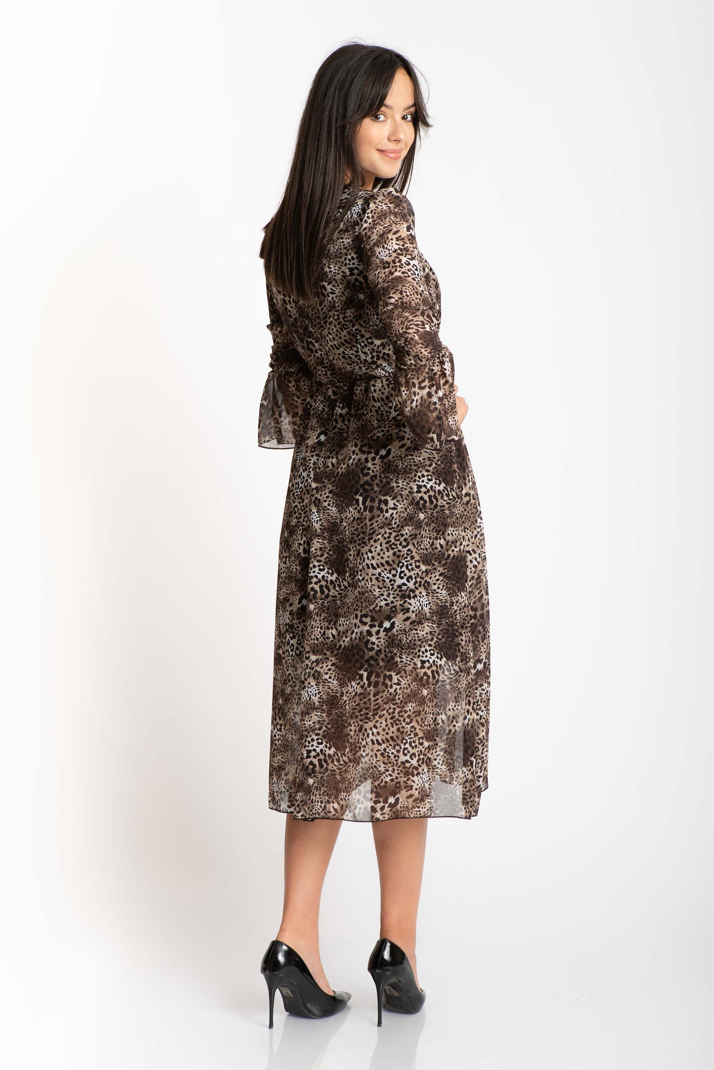 Rochie imprimata leopard voal