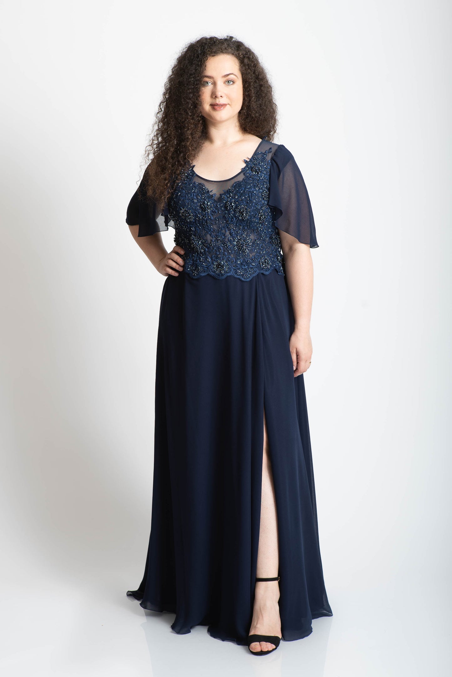 Rochie cusuta manual, bleumarin