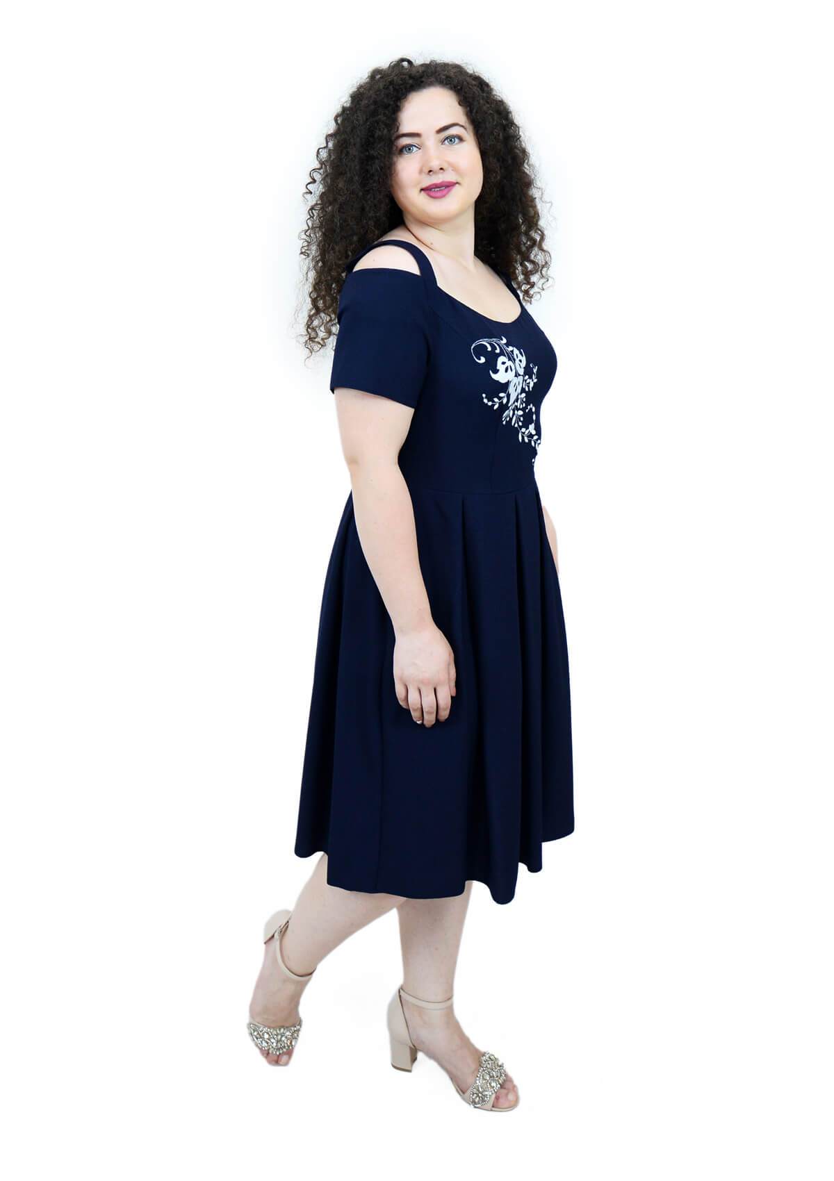 Rochie brodata, bleumarin Rochie R80056