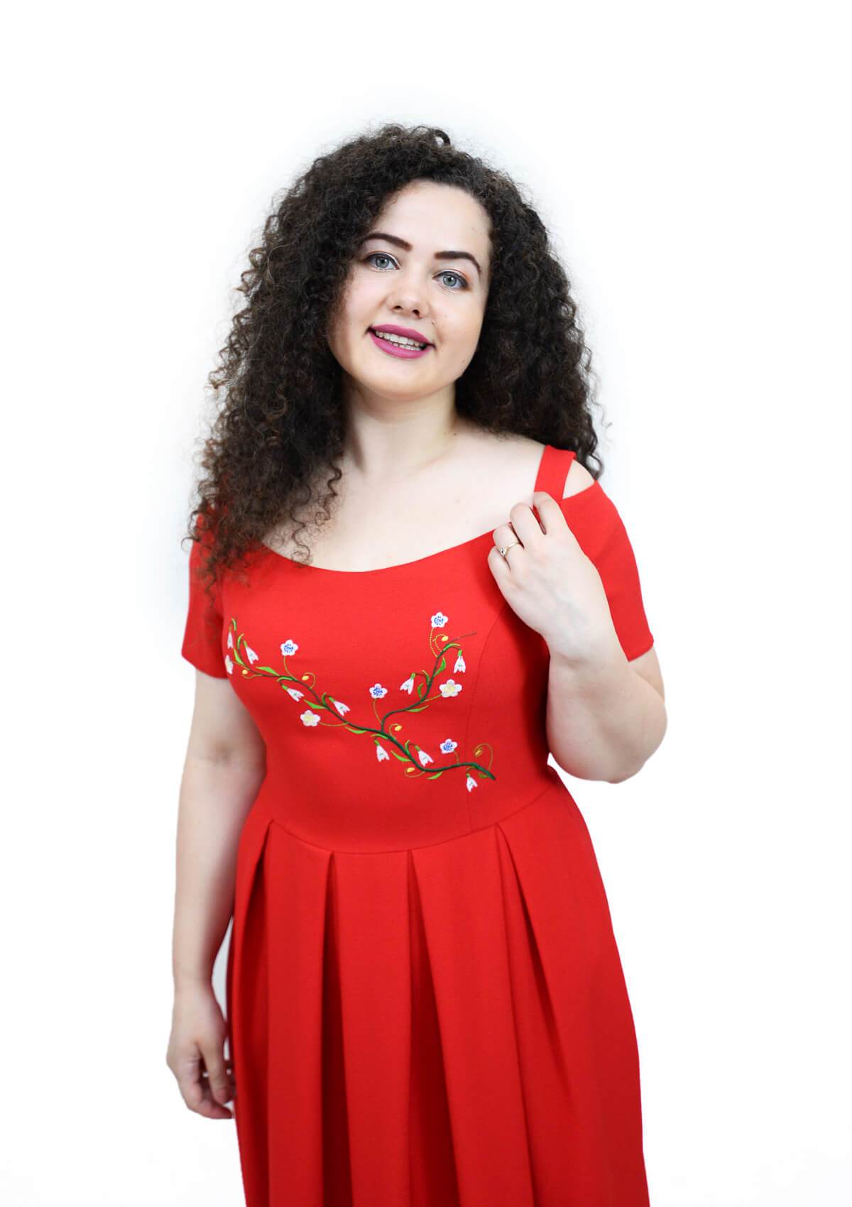 Rochie brodată, roșie Rochie R80057