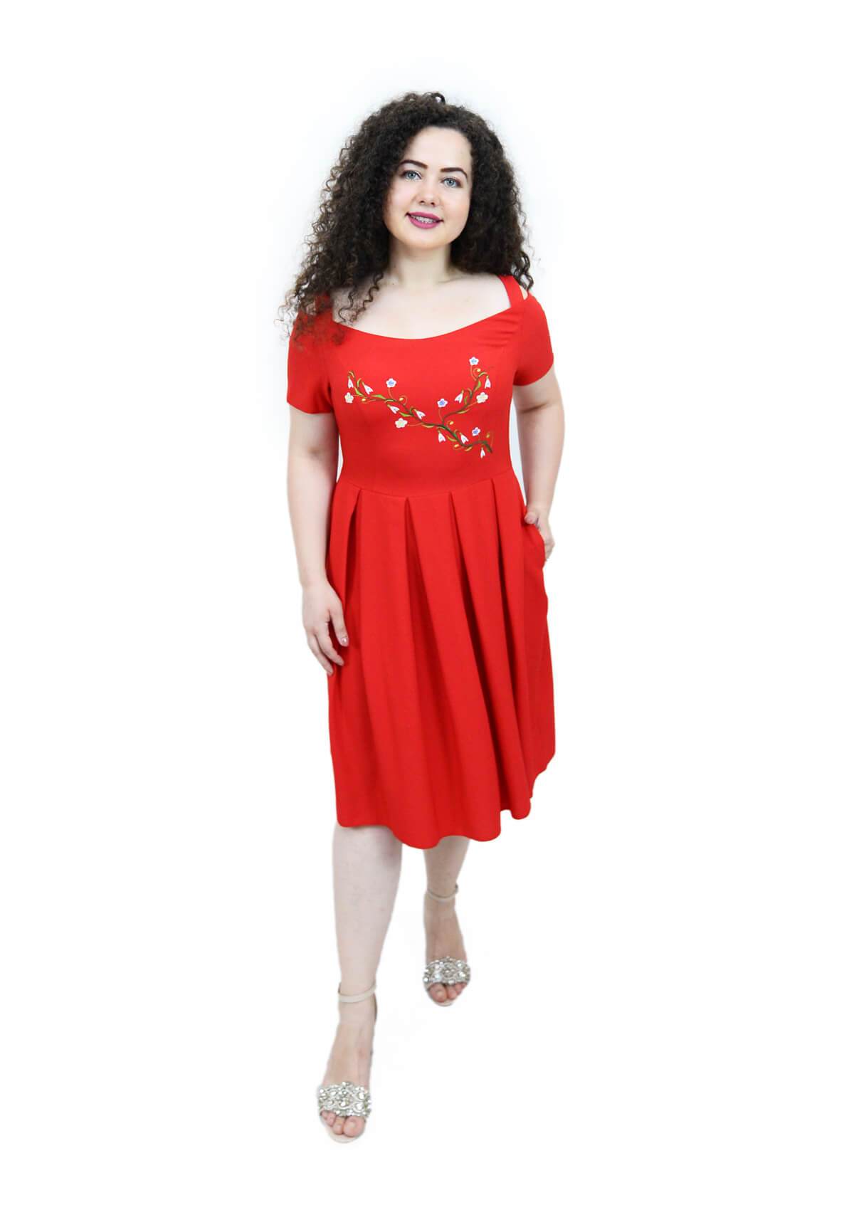Rochie brodată, roșie Rochie R80057