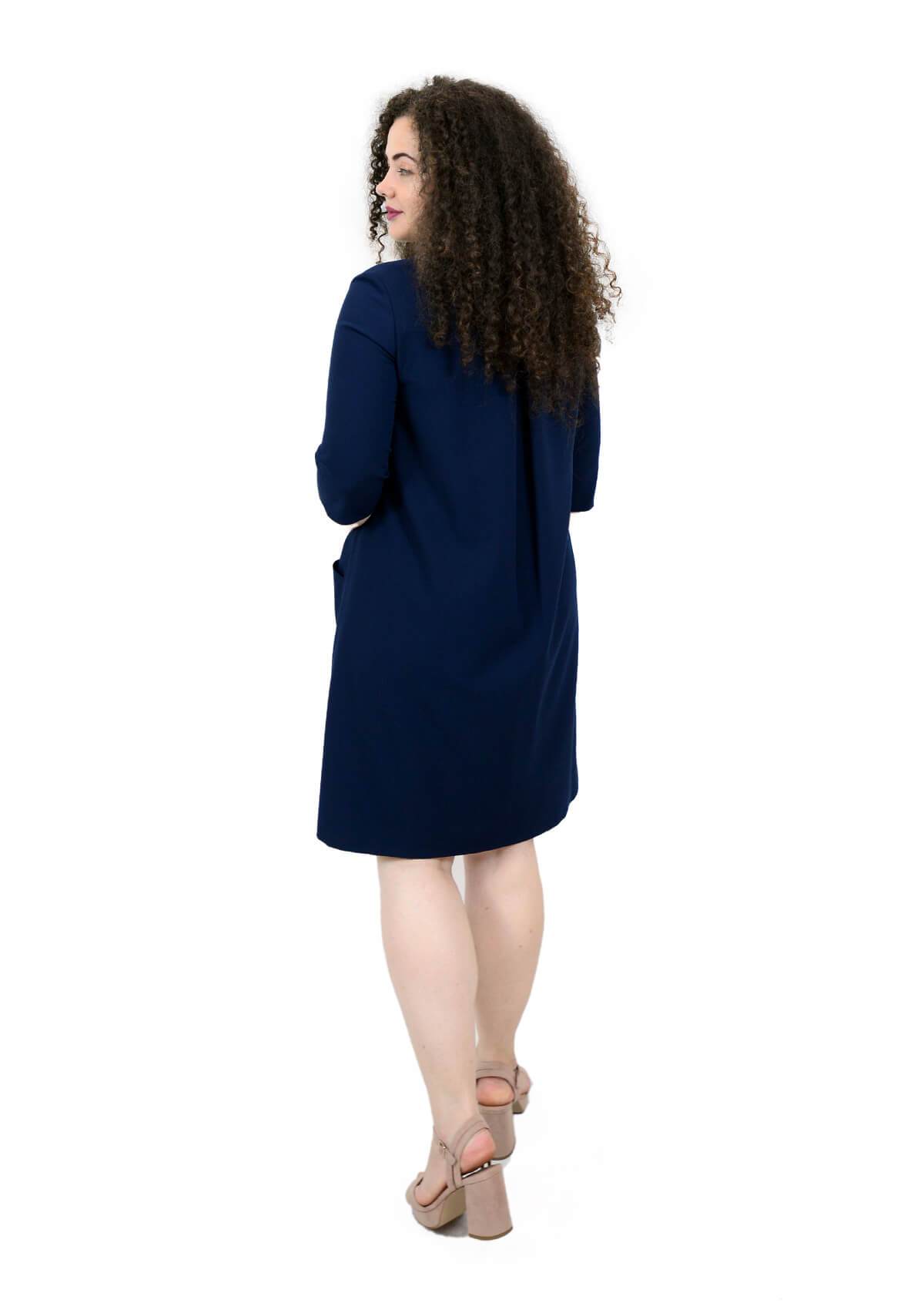 Rochie casual cu maneci trei sferturi, bleumarin Rochie R80020