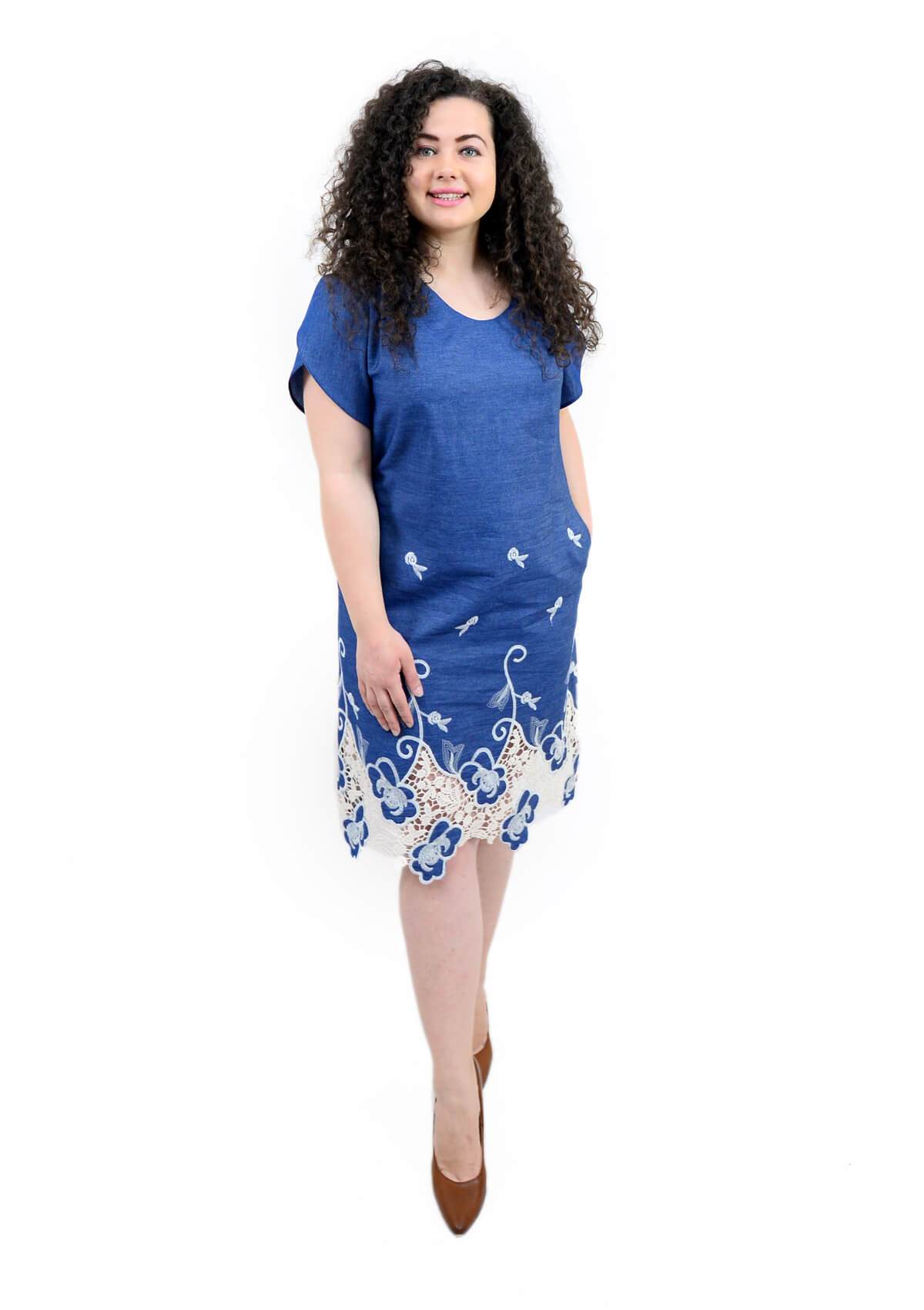 Rochie cu broderie la terminatie, bleo Rochie R80185