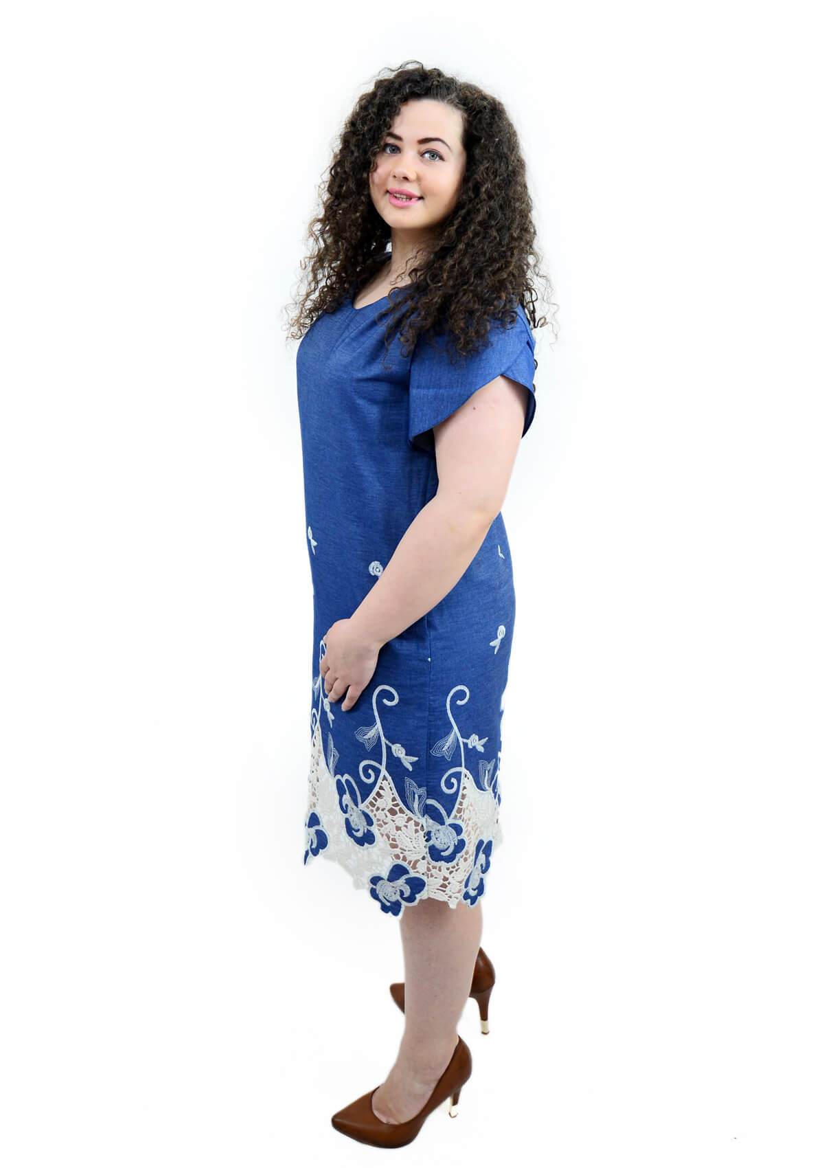 Rochie cu broderie la terminatie, bleo Rochie R80185