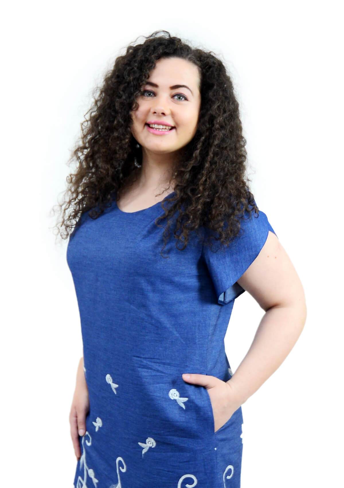 Rochie cu broderie la terminatie, bleo Rochie R80185