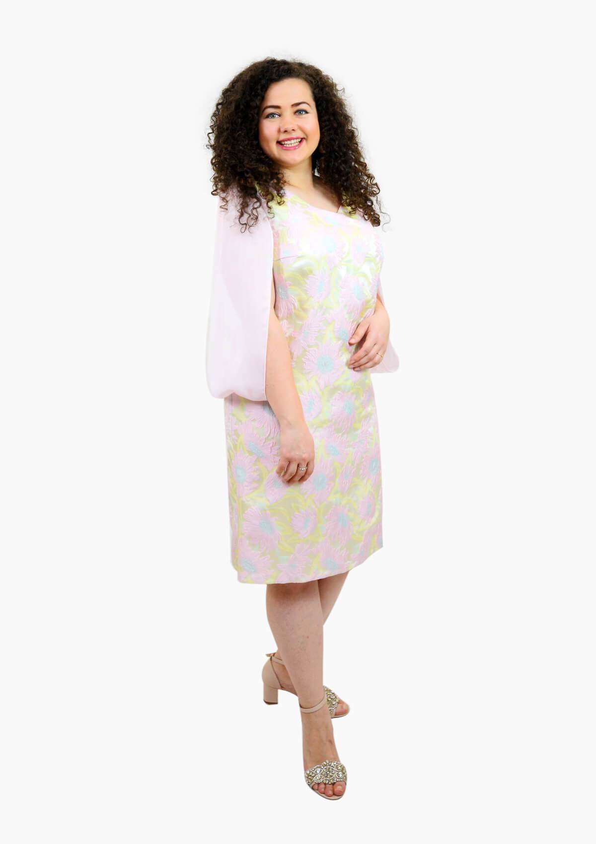 Rochie cu mâneci din voal, crem Rochie R80045