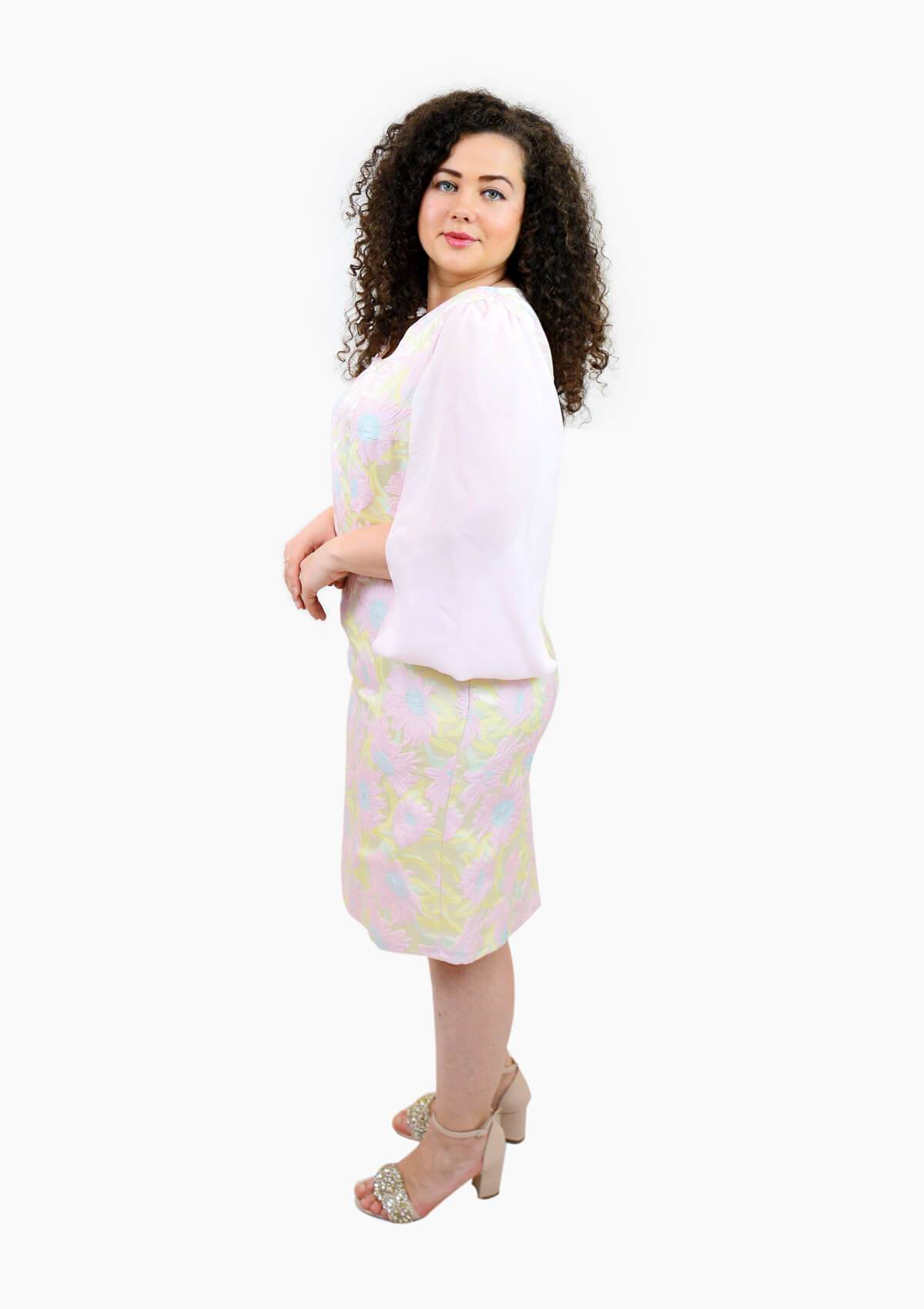 Rochie cu mâneci din voal, crem Rochie R80045