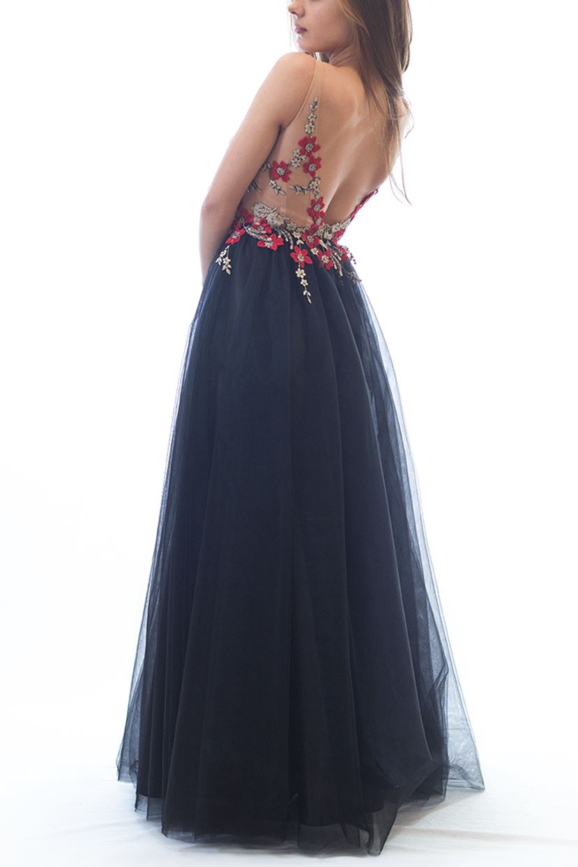 Rochie cusută manual neagră Rochie R80043