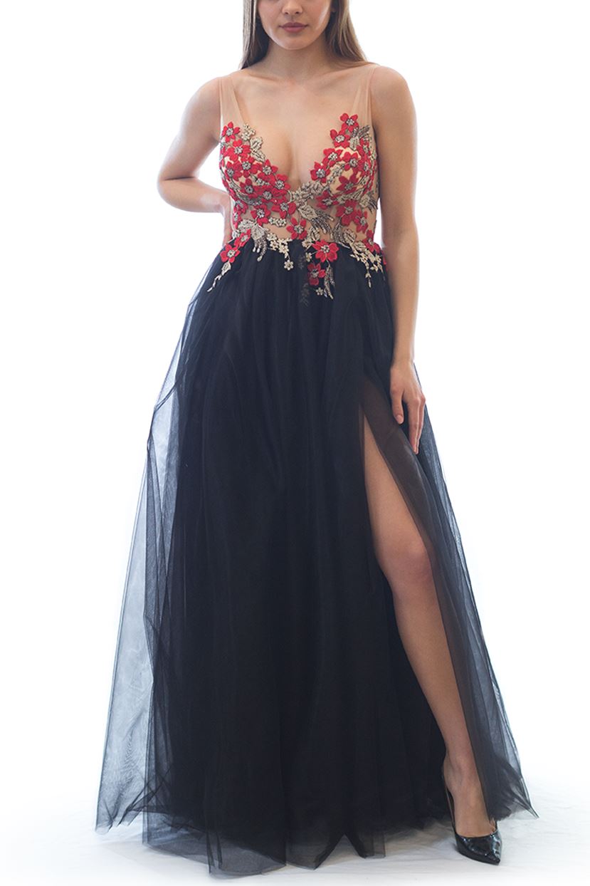 Rochie cusută manual neagră Rochie R80043