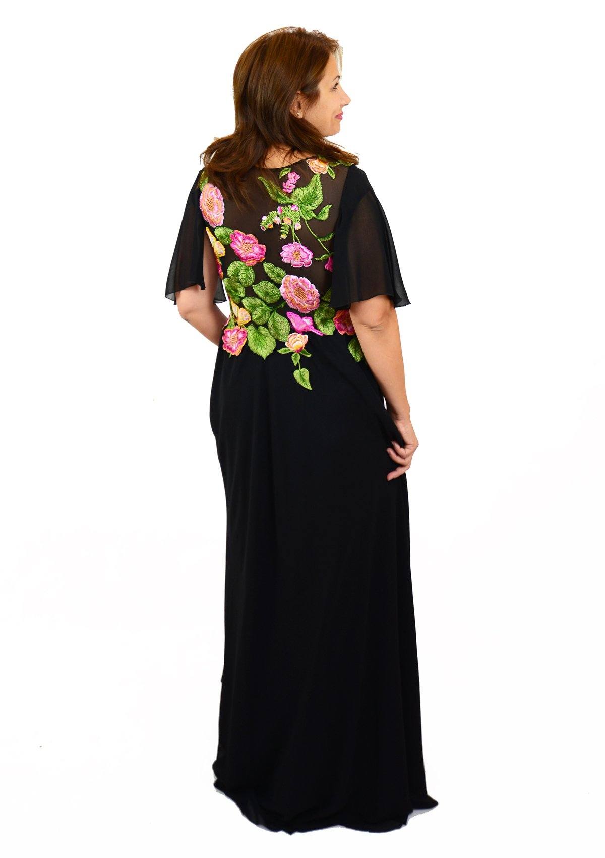 Rochie cusuta manual, neagra Rochie R80142