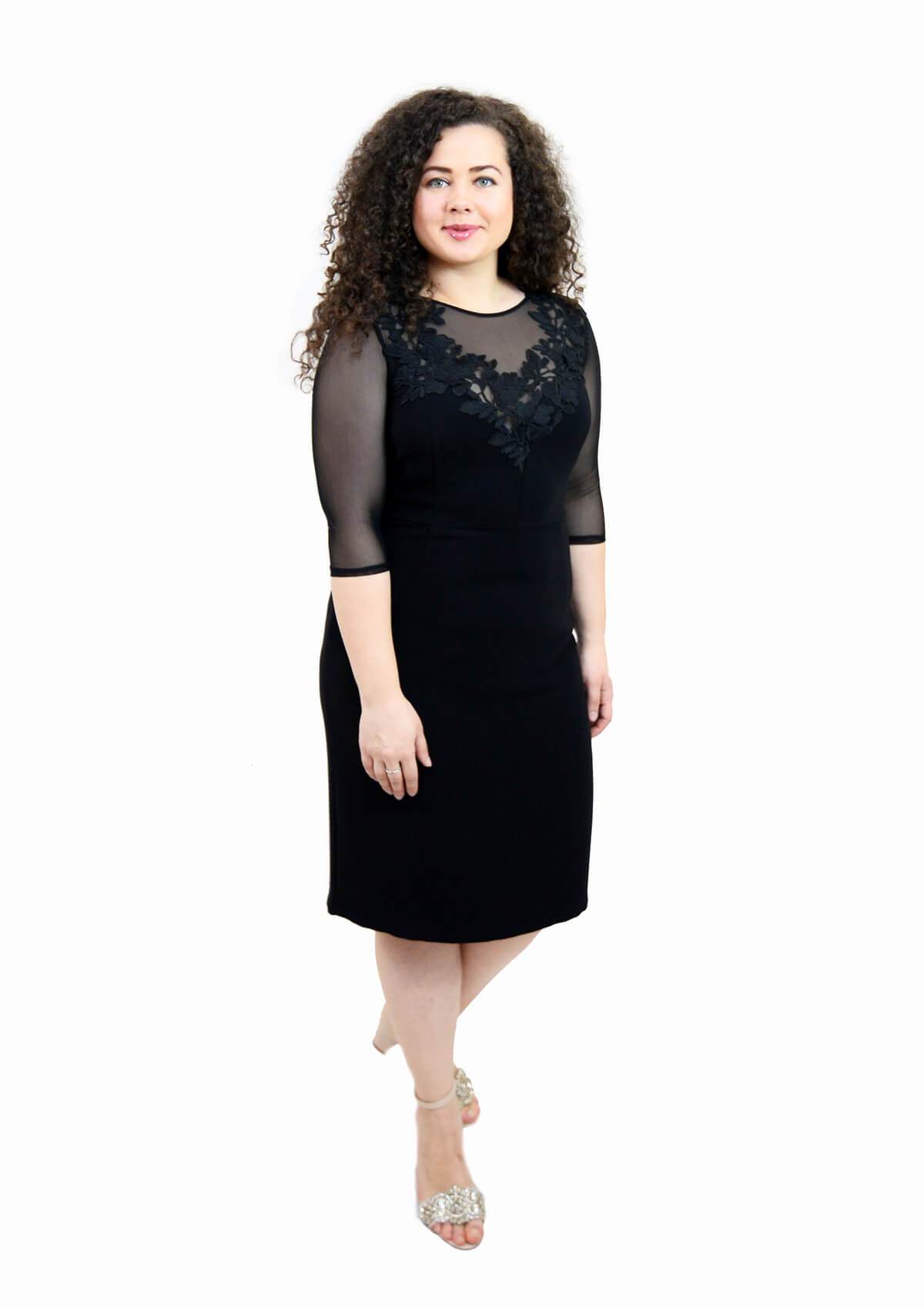 Rochie cusuta manual, negru Rochie R80017