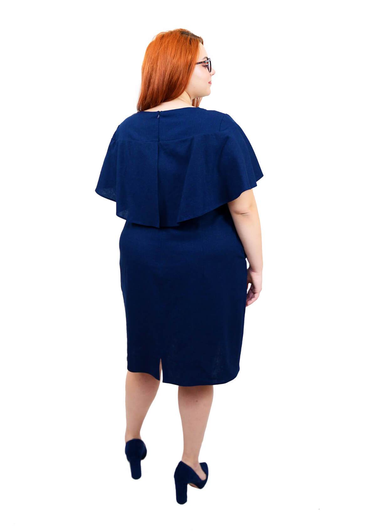 Rochie din in cu broderie, bleomarin Rochie R80170