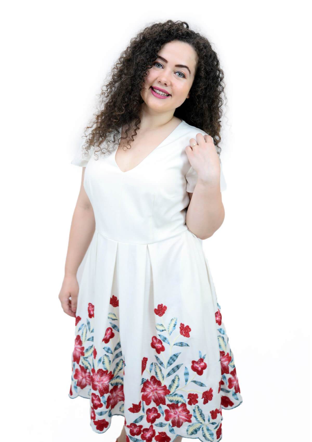 Rochie din in cu maci Rochie R80168
