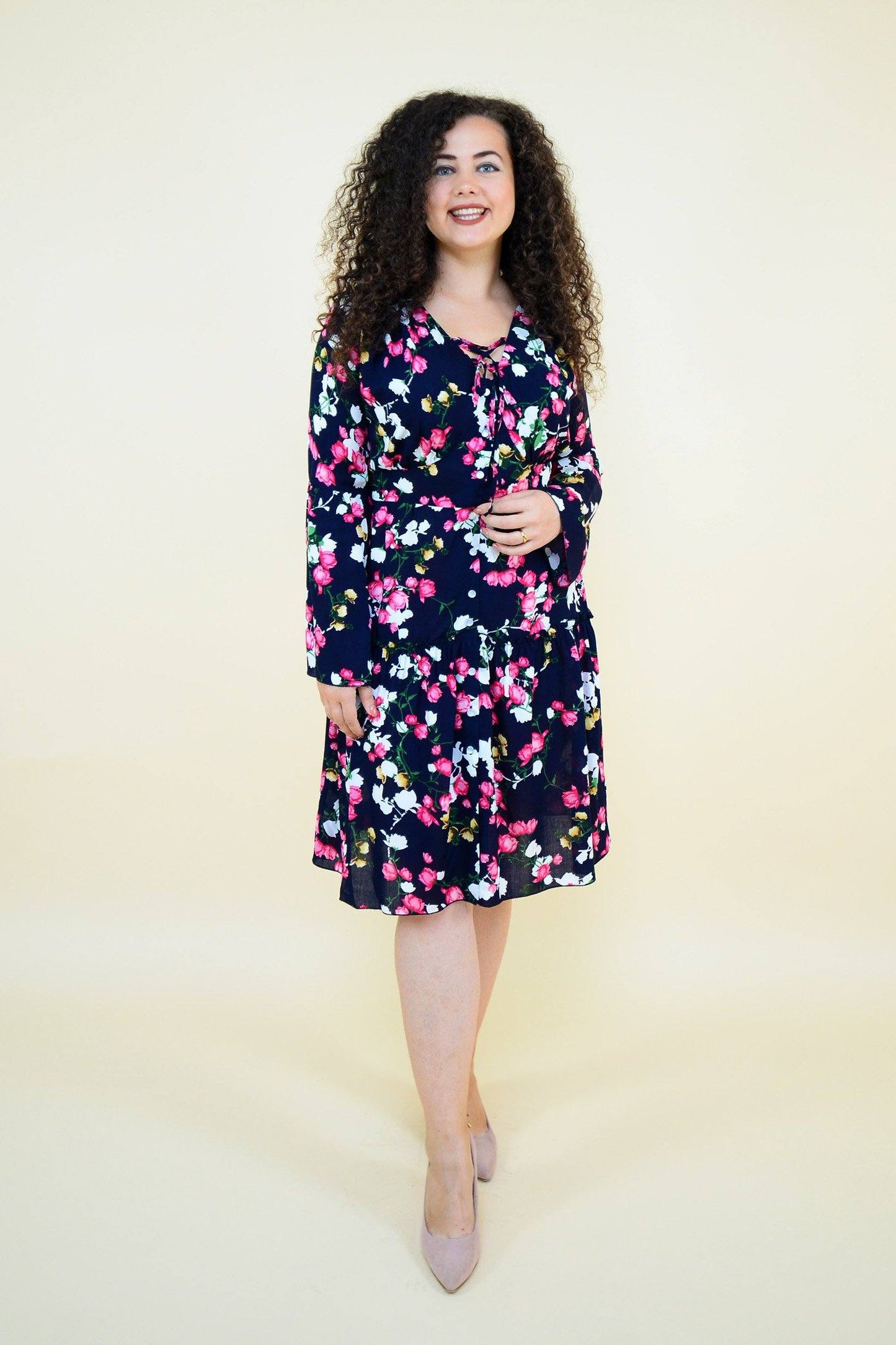Rochie din viscoza imprimata, bleomarin Rochie R80243