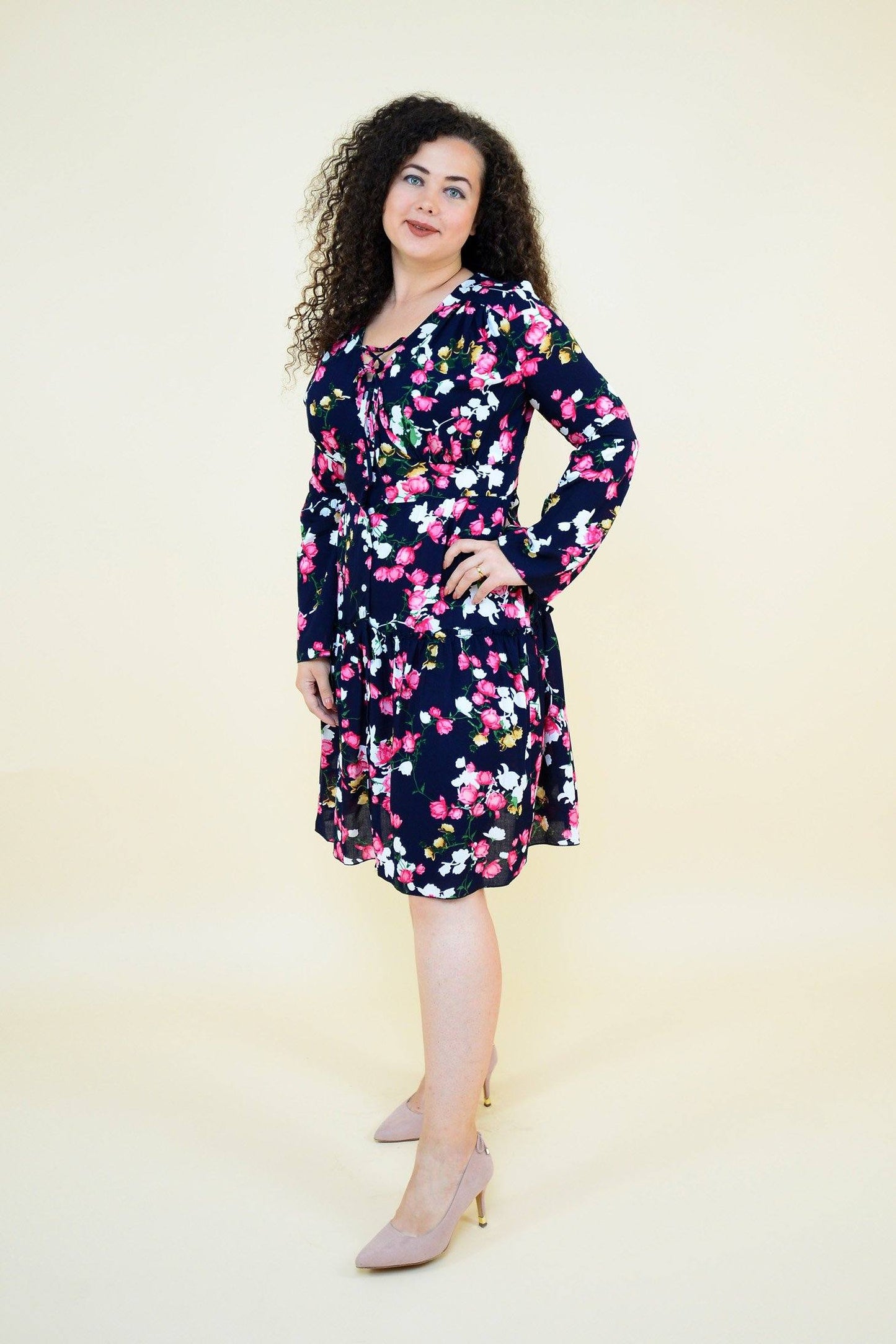 Rochie din viscoza imprimata, bleomarin Rochie R80243
