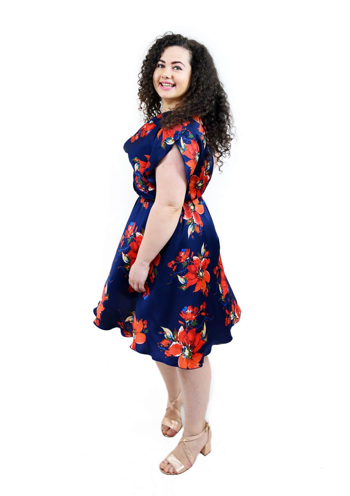 Rochie din voal imprimat, bleomarin Rochie R80188