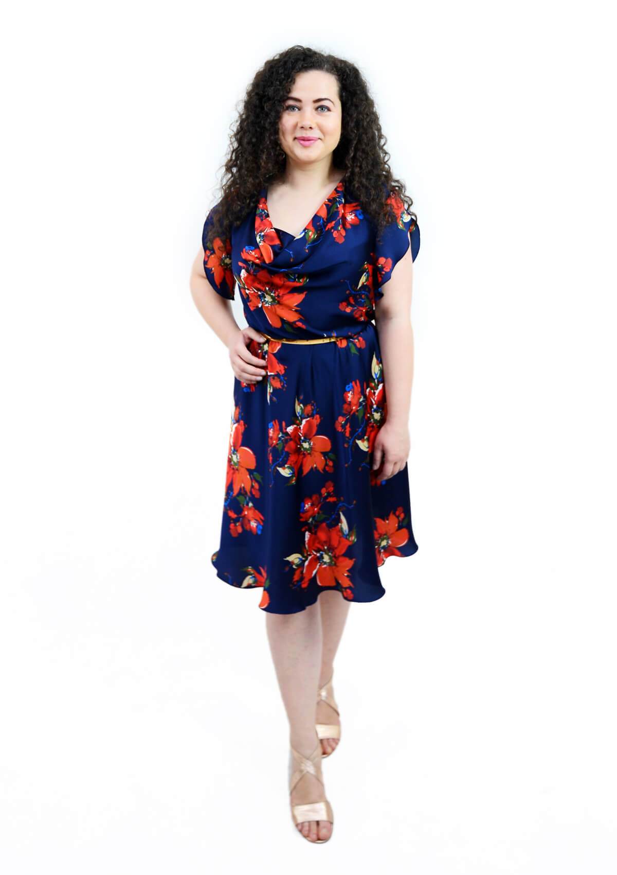 Rochie din voal imprimat, bleomarin Rochie R80188