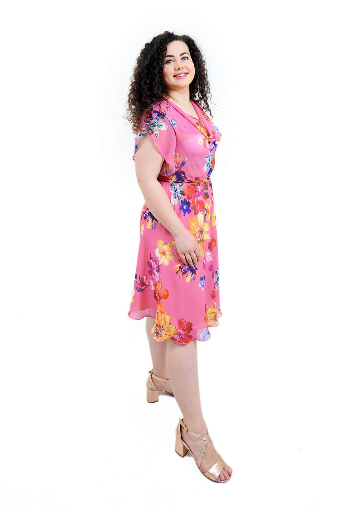 Rochie din voal imprimat, roz Rochie R80187