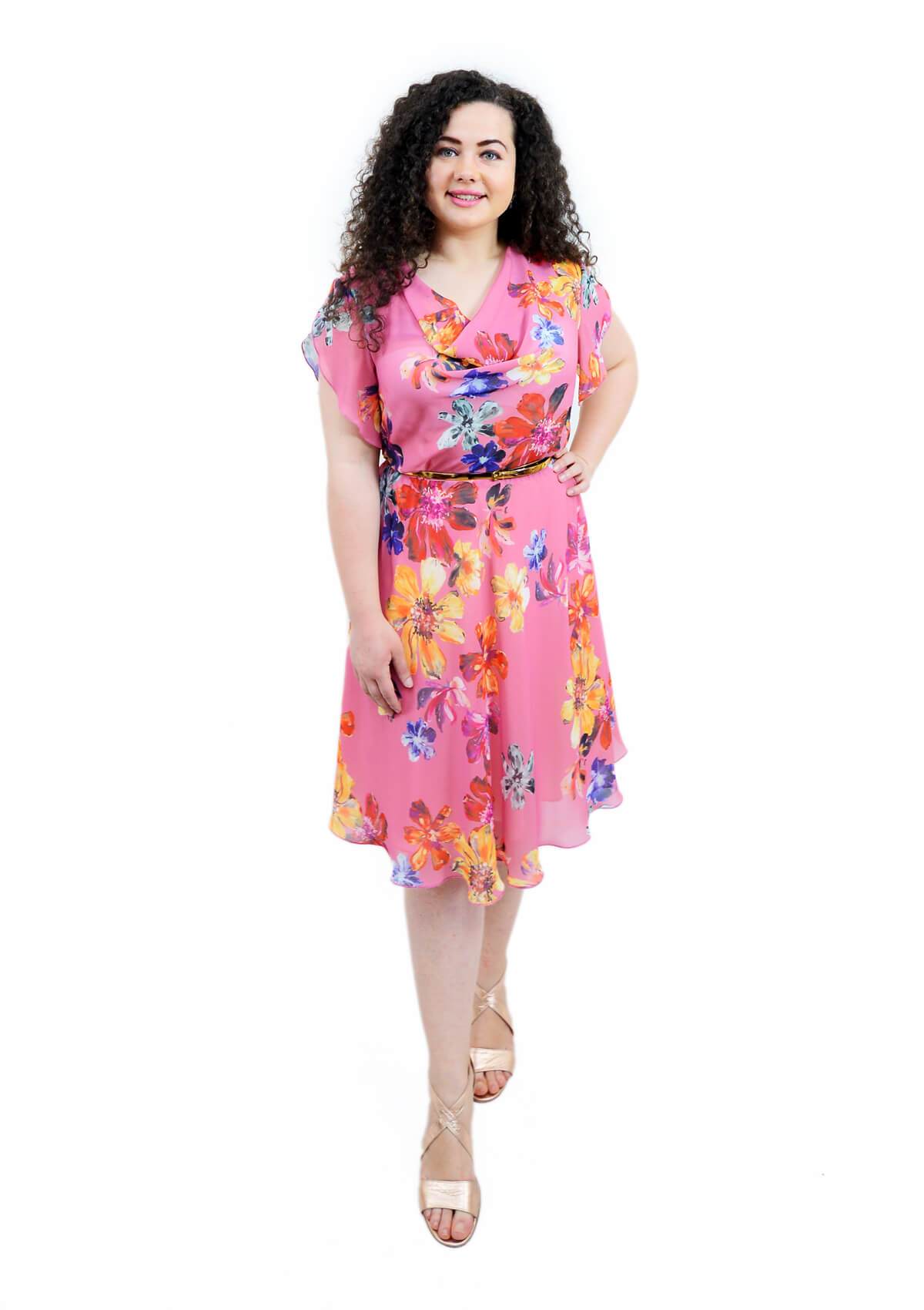 Rochie din voal imprimat, roz Rochie R80187