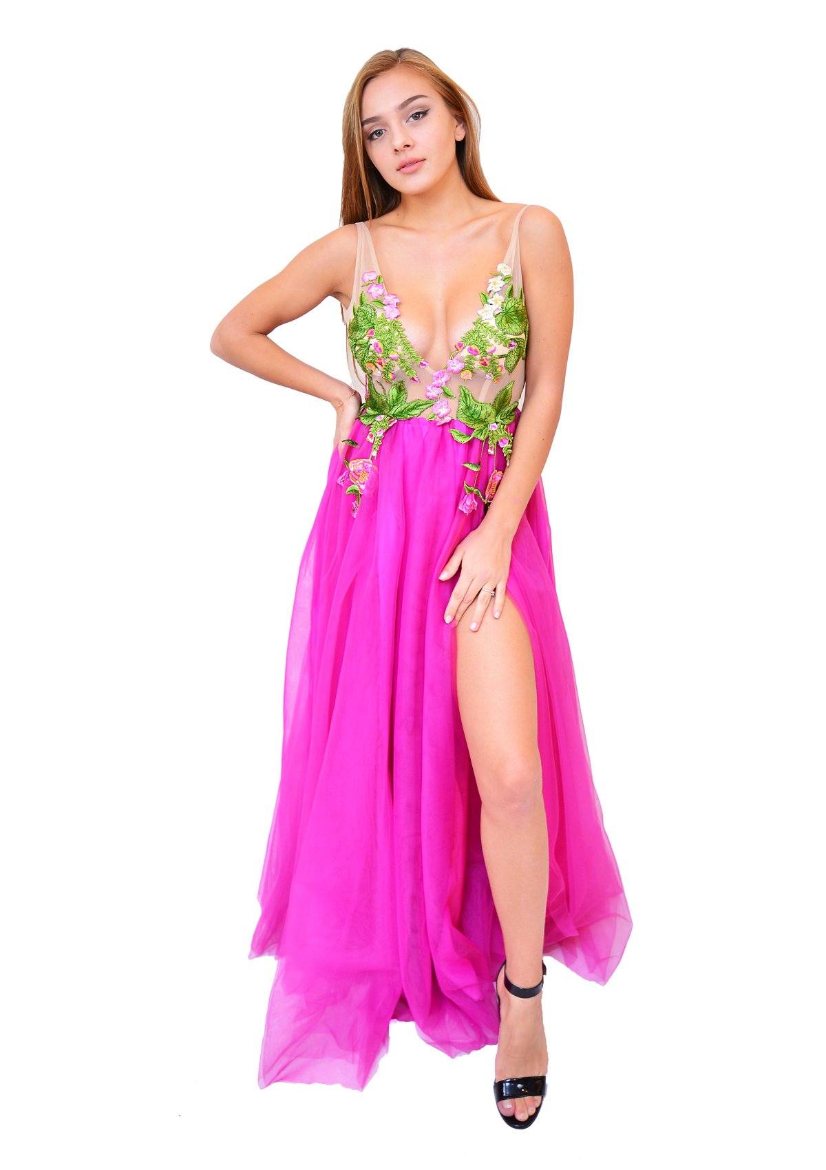 Rochie eleganta cusuta manual, mov Rochie R80137
