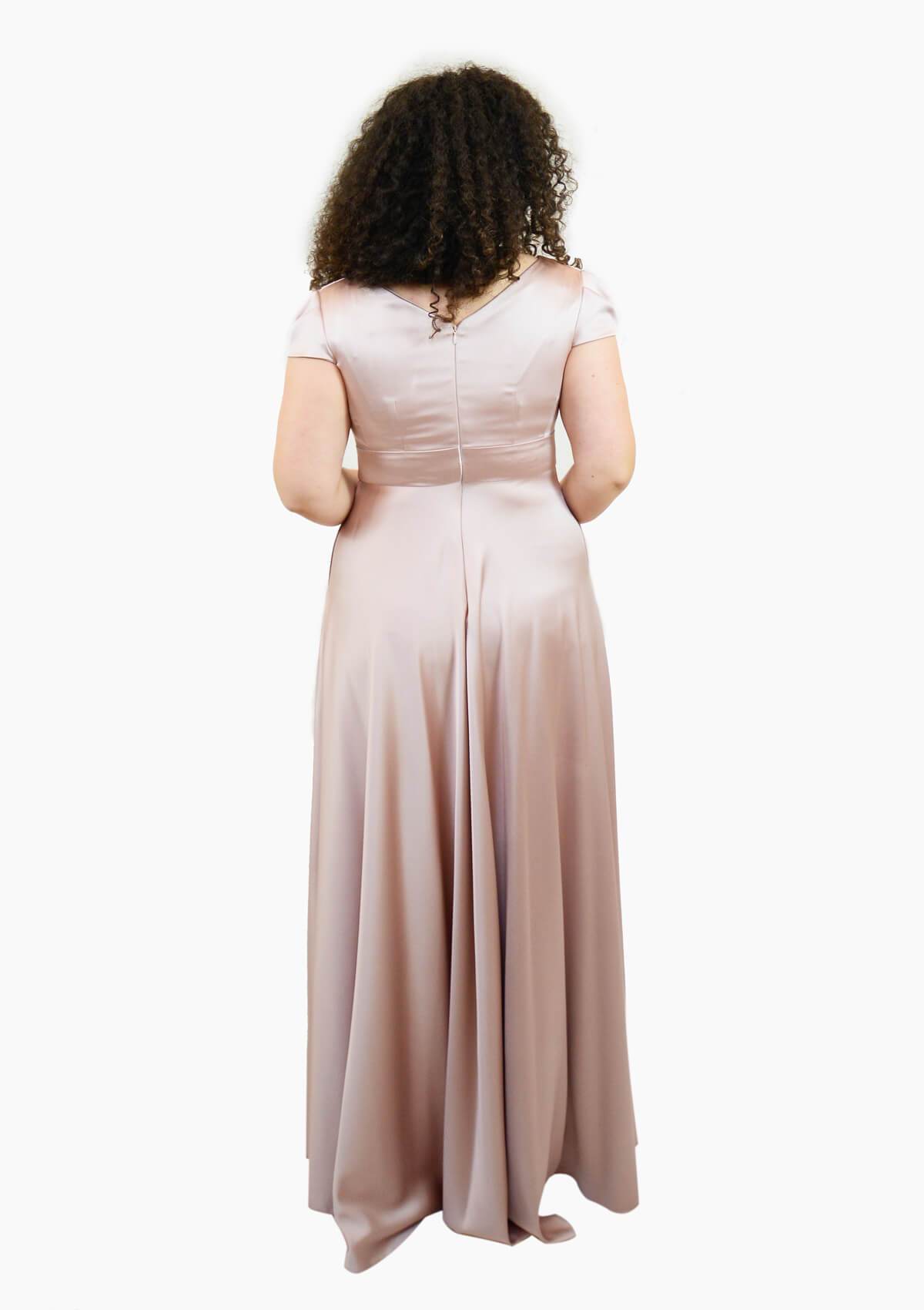 Rochie lunga cu falduri, roz Rochie R80030