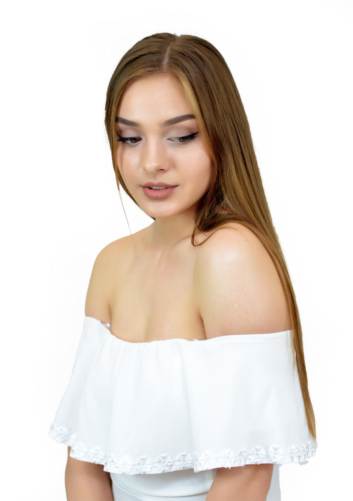 Rochie mulată cu umerii goi, albă Rochie R80094