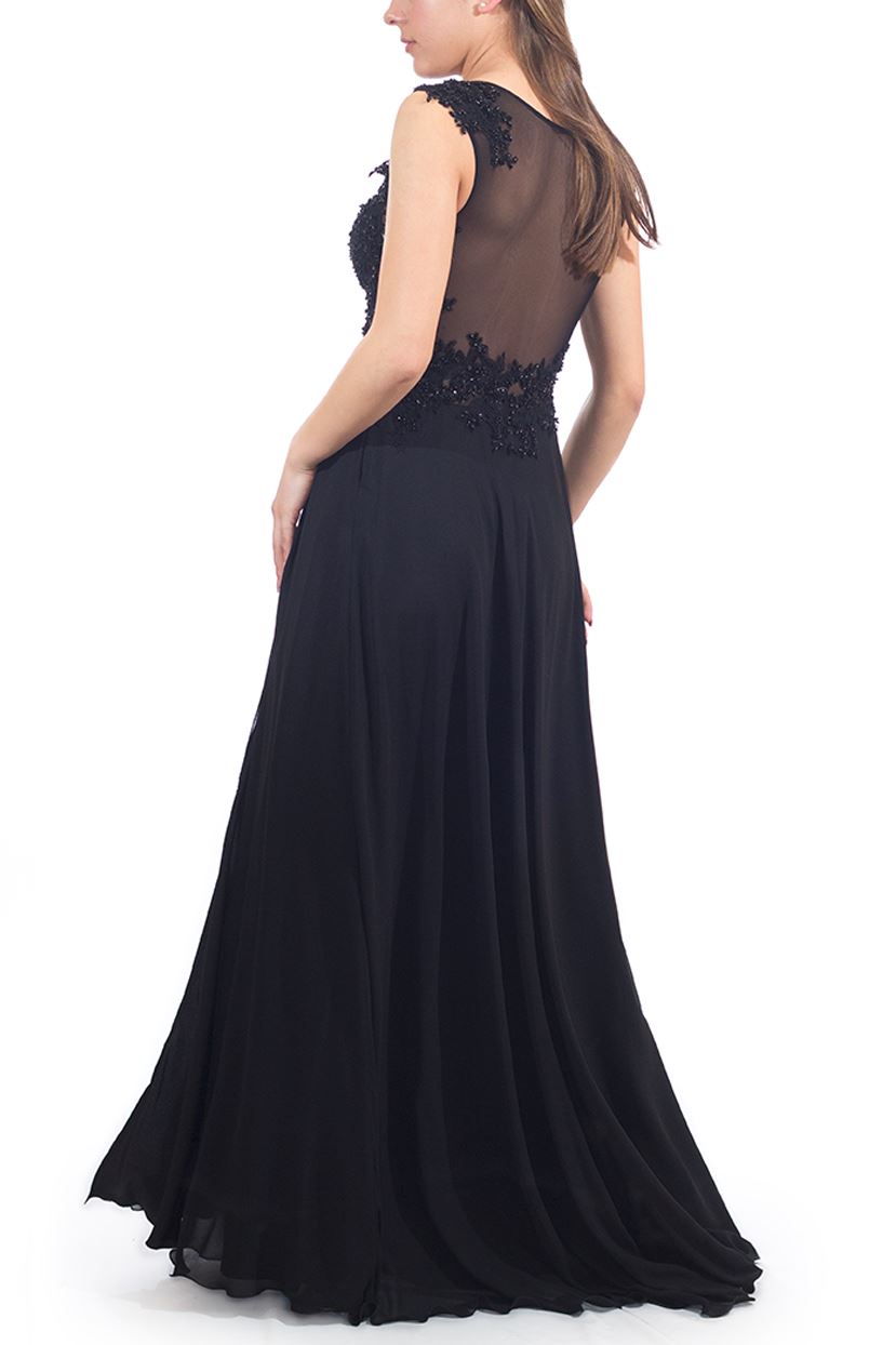 Rochie neagră cu voal cusută manual Rochie R800255