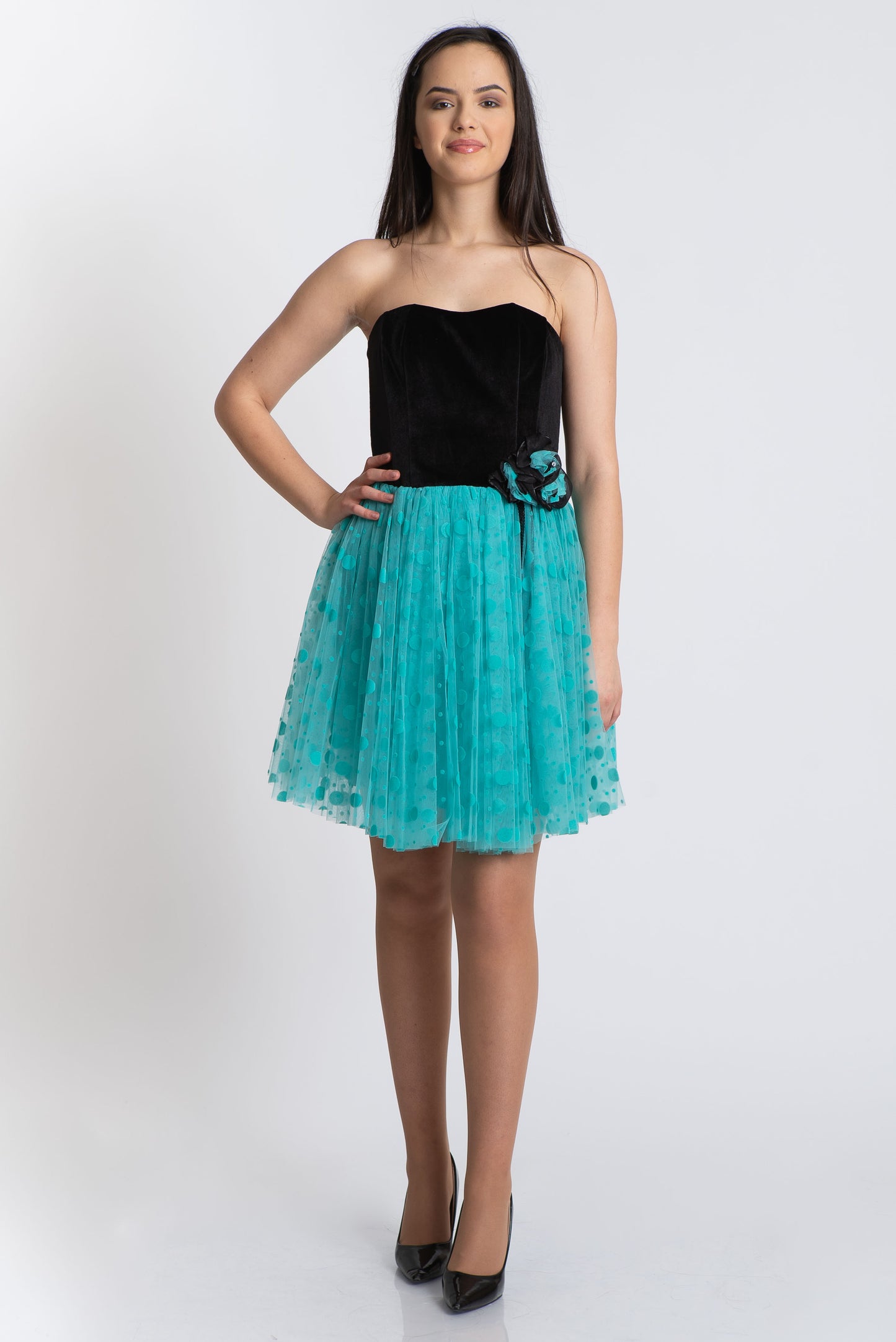 Rochie cu tulle, albastra
