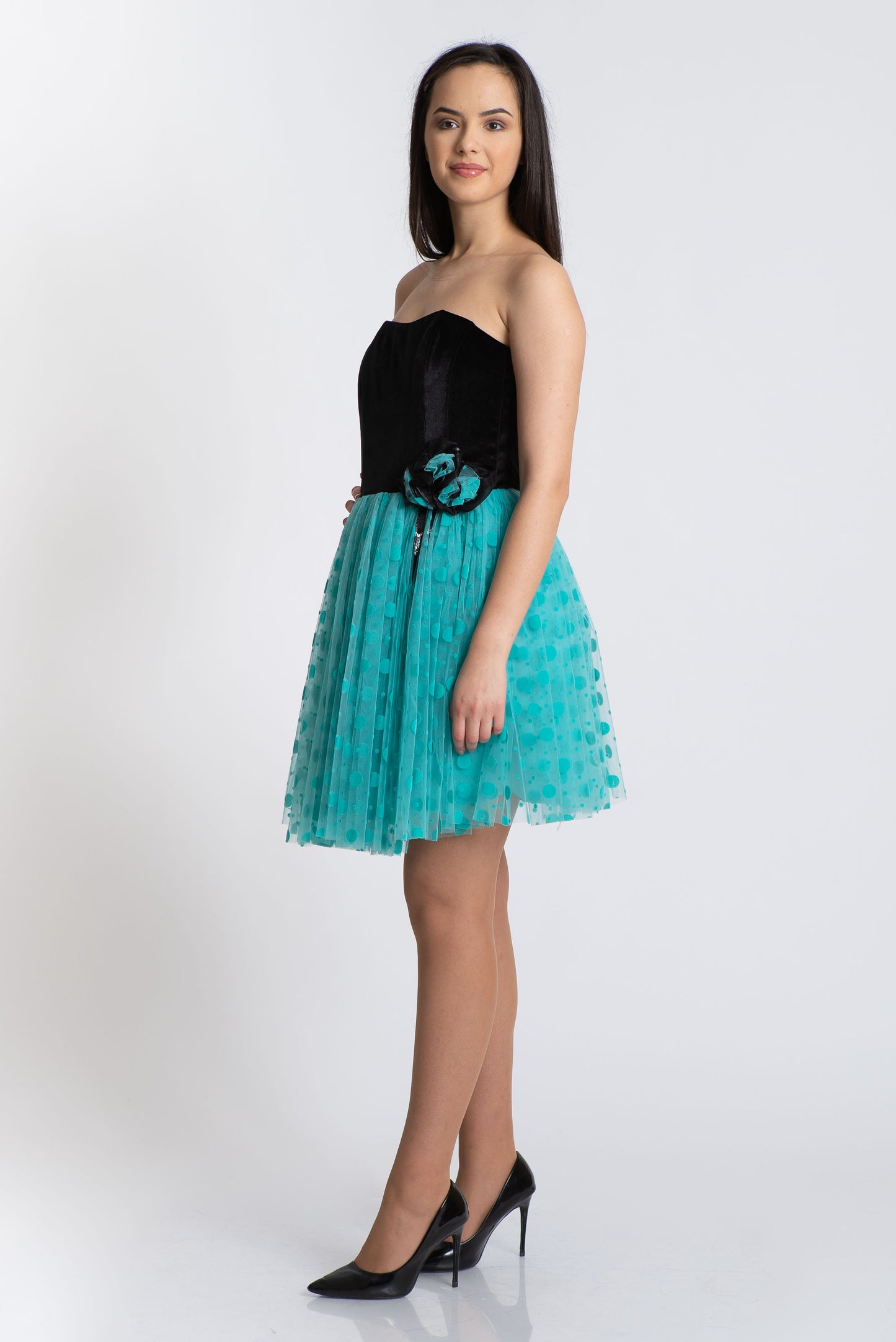 Rochie cu tulle, albastra