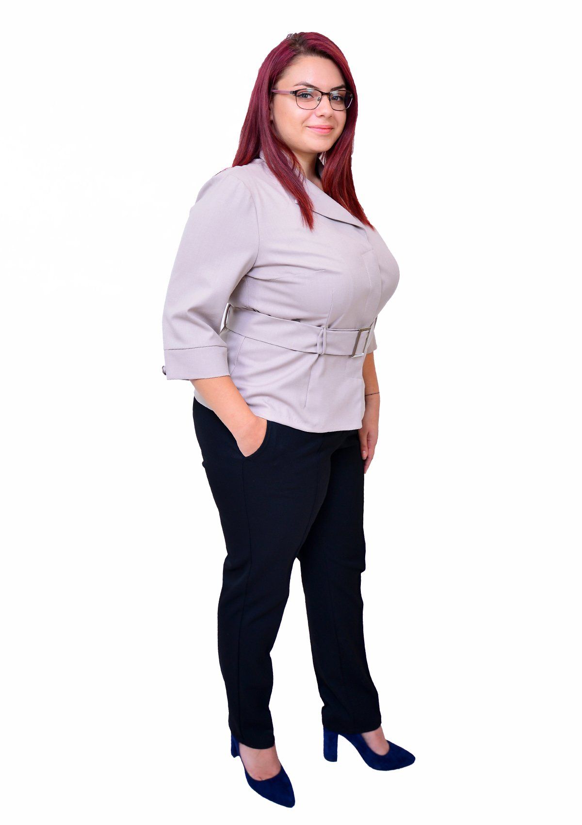 Sacou office cu catarama, gri Sacou S40017