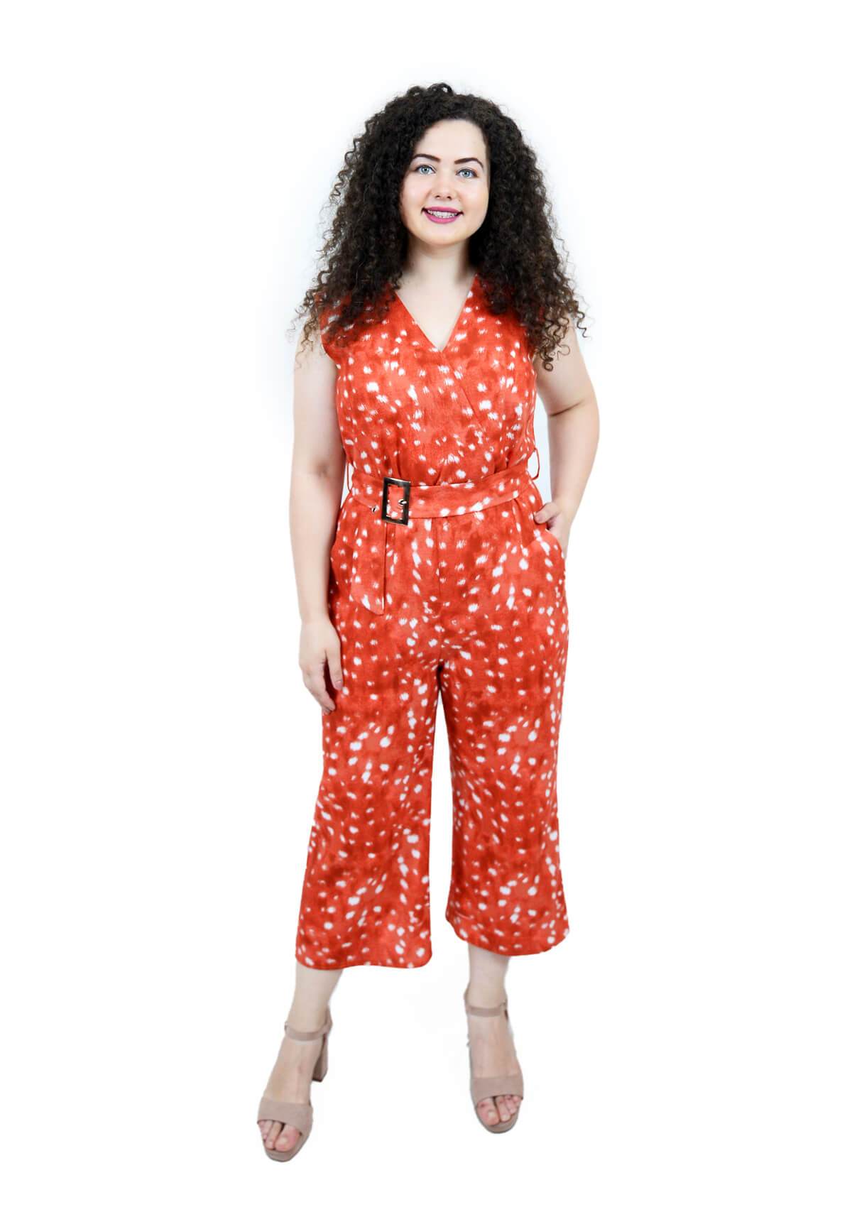 Salopeta cu buline, caramizie Rochie R80216