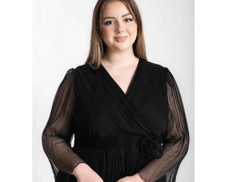 rochia din matase midi neagra