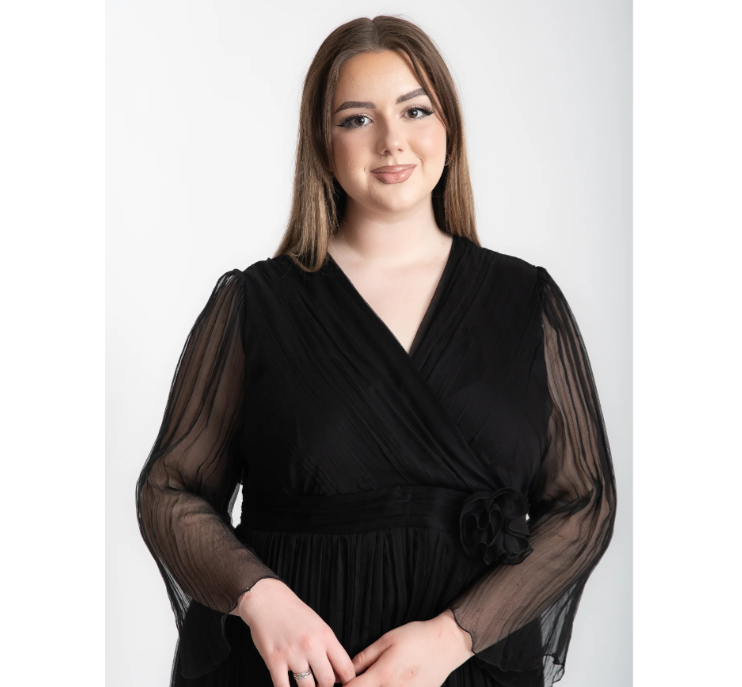 rochia din matase midi neagra