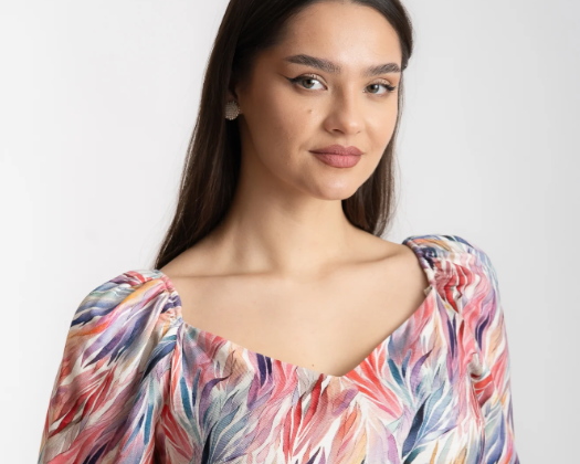 rochie din in multicolora