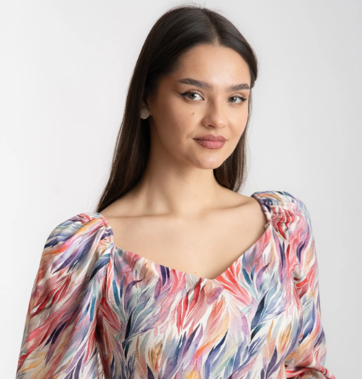 rochie din in multicolora