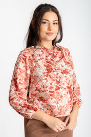 Bluza voal alb rosu