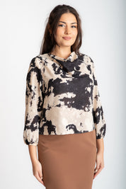 Bluza voal alb negru